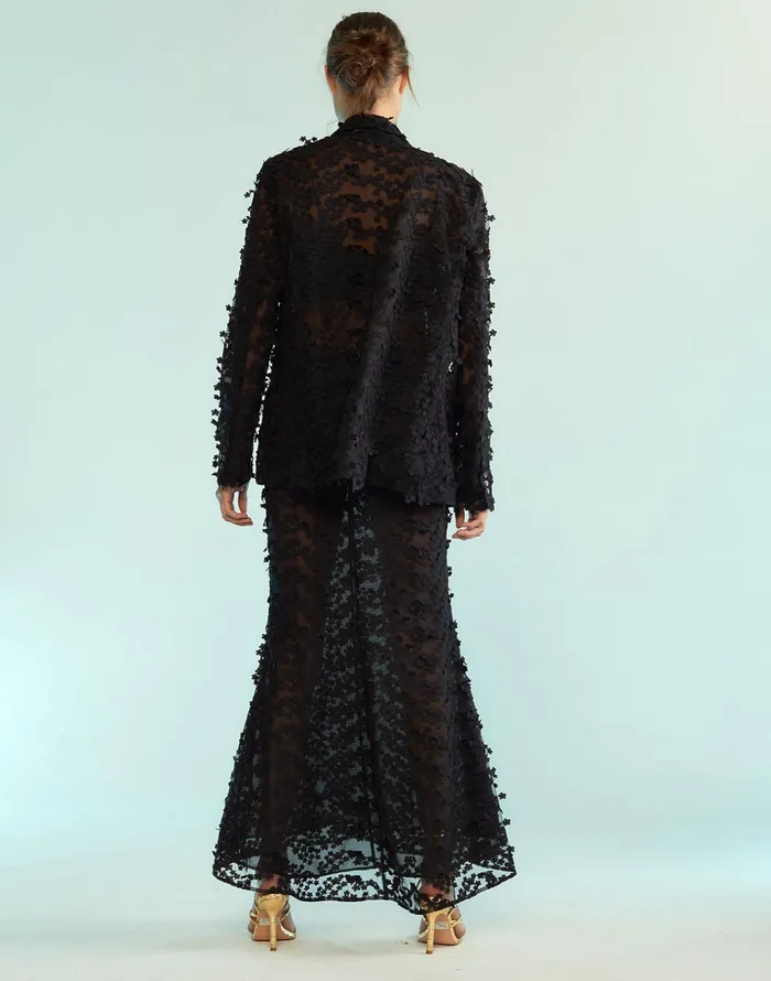 3d Embroidered Tulle Blazer 8211 Black Women Cynthia Rowley Jackets and Coats