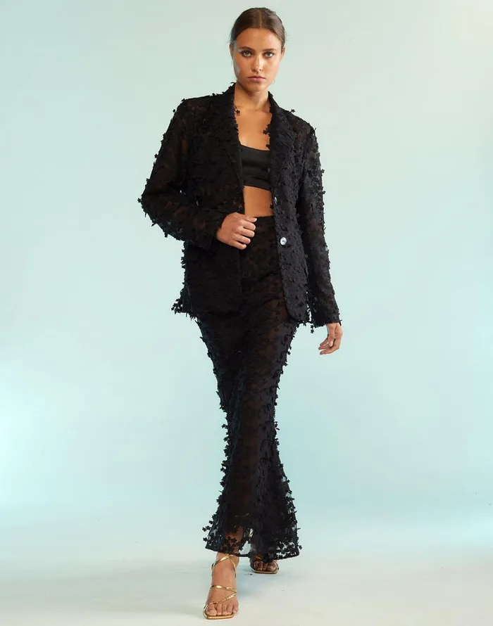 3d Embroidered Tulle Blazer 8211 Black Women Cynthia Rowley Jackets and Coats