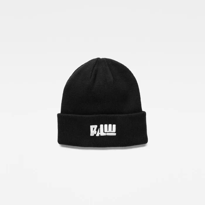 Accessories Men GStar RAW Effo RAW Artwork Long Beanie Dark Black