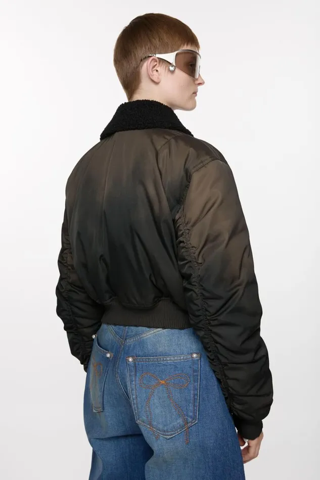 Acne Studios Bomber Jacket Furry Collar Dark Brown Woman Outerwear
