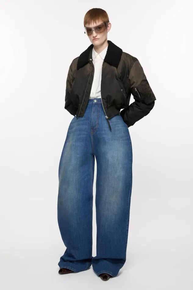 Acne Studios Bomber Jacket Furry Collar Dark Brown Woman Outerwear