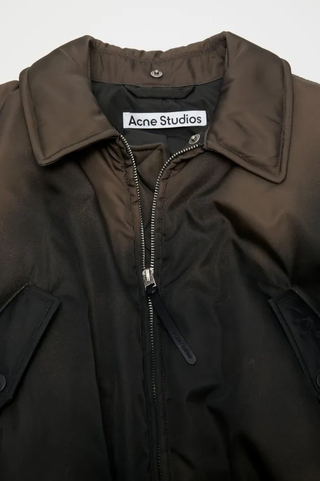Acne Studios Bomber Jacket Furry Collar Dark Brown Woman Outerwear