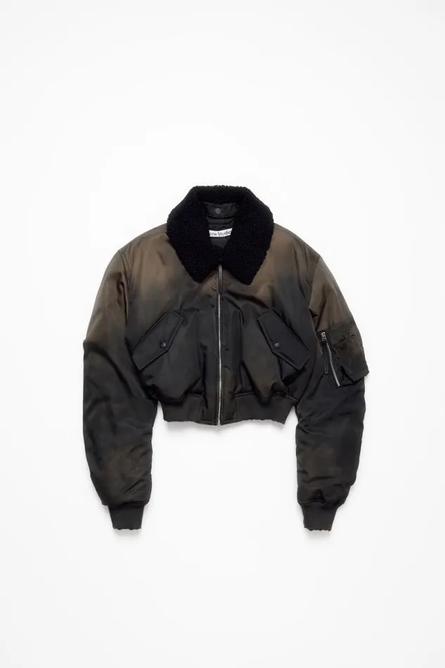 Acne Studios Bomber Jacket Furry Collar Dark Brown Woman Outerwear
