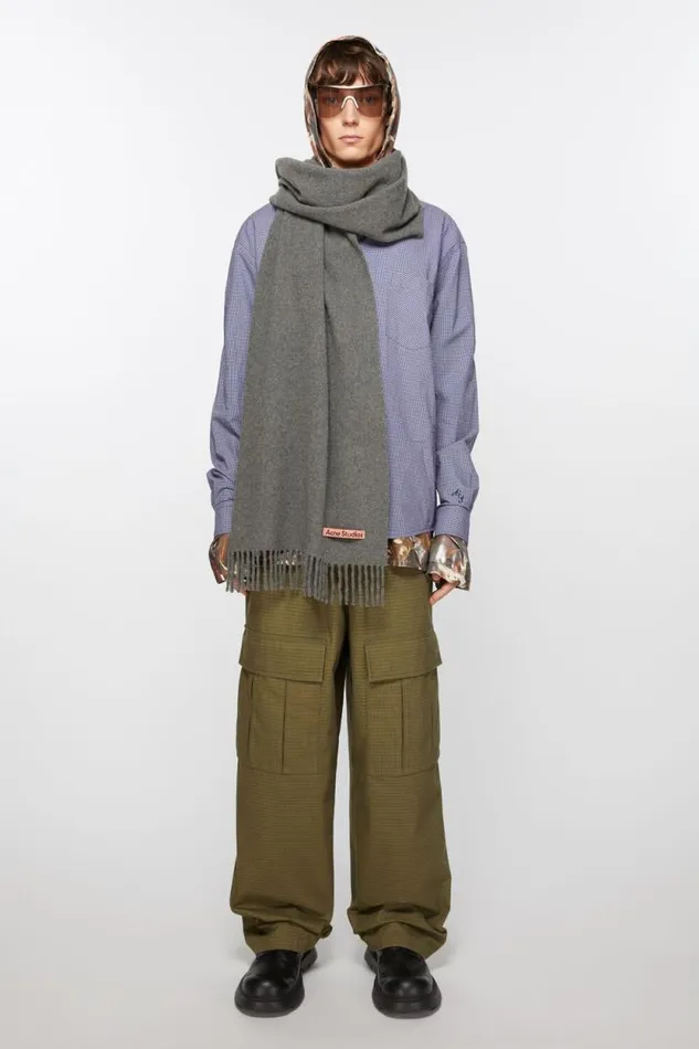 Acne Studios Cashmere Fringe Scarf 8211 Narrow Grey Melange Woman Scarves