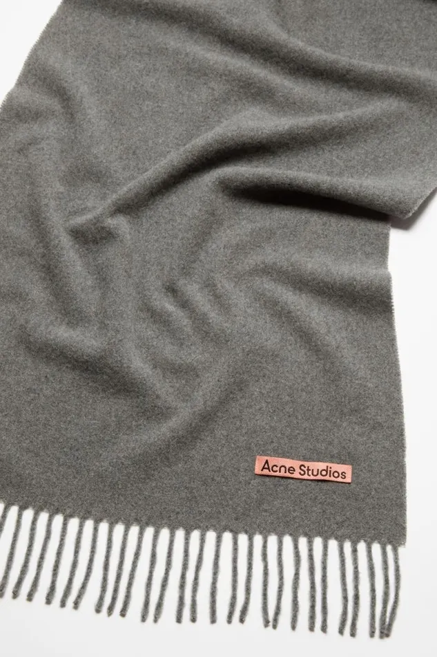 Acne Studios Cashmere Fringe Scarf 8211 Narrow Grey Melange Woman Scarves