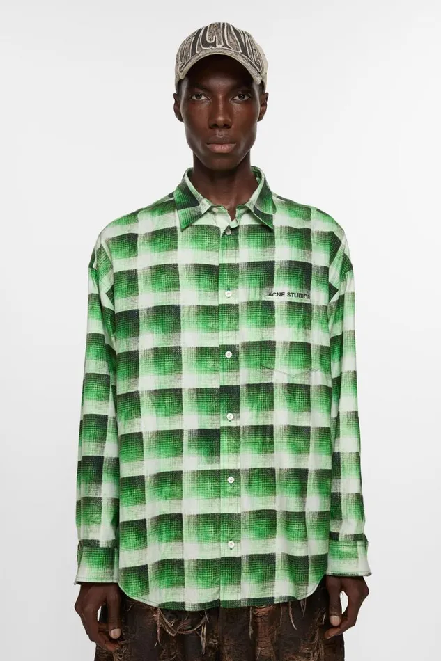 Acne Studios Check Buttonup Shirt Green Man Shirts