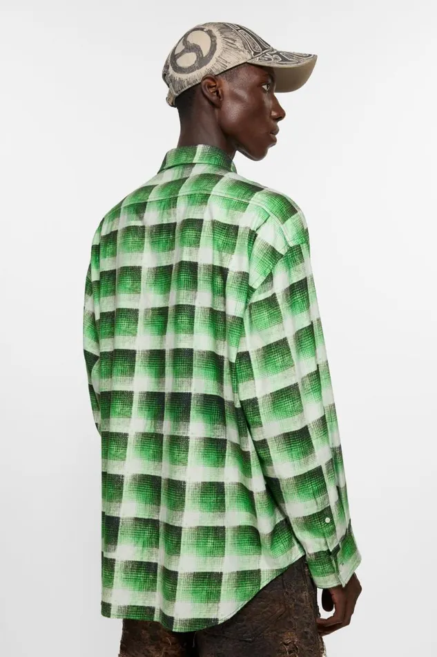 Acne Studios Check Buttonup Shirt Green Man Shirts
