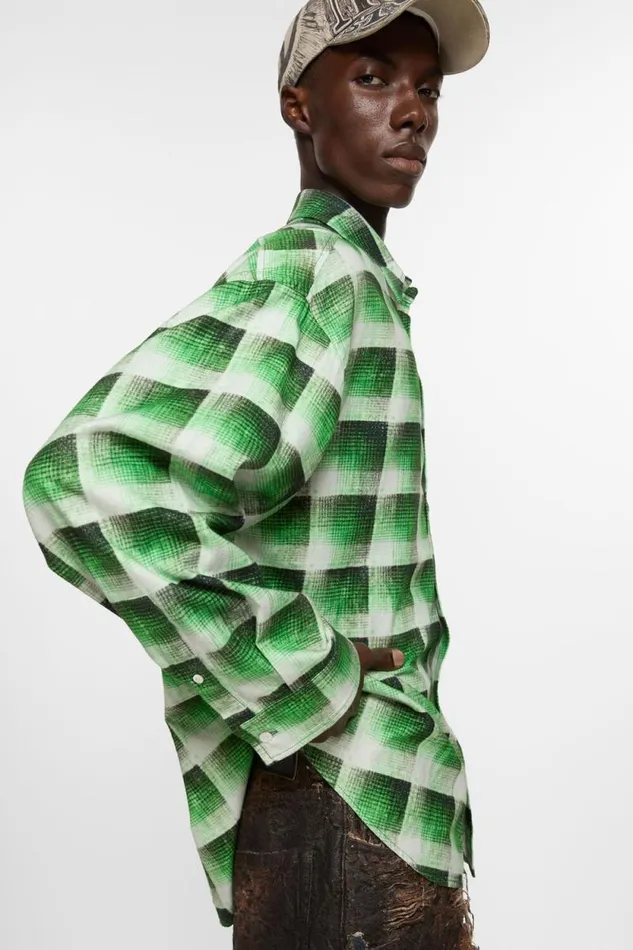 Acne Studios Check Buttonup Shirt Green Man Shirts