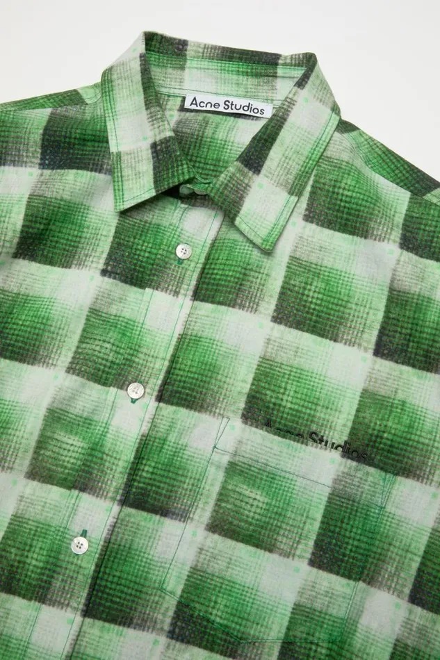 Acne Studios Check Buttonup Shirt Green Man Shirts