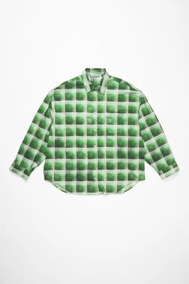 Acne Studios Check Buttonup Shirt Green Man Shirts