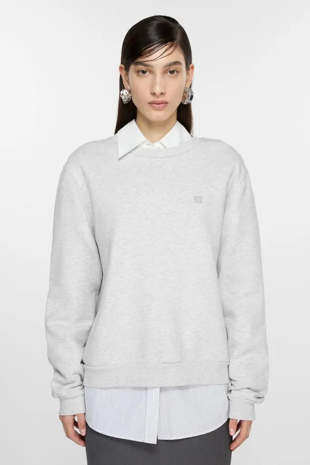 Acne Studios Crew Neck Fleece Sweater Pale Grey Melange Woman Sweatshirts