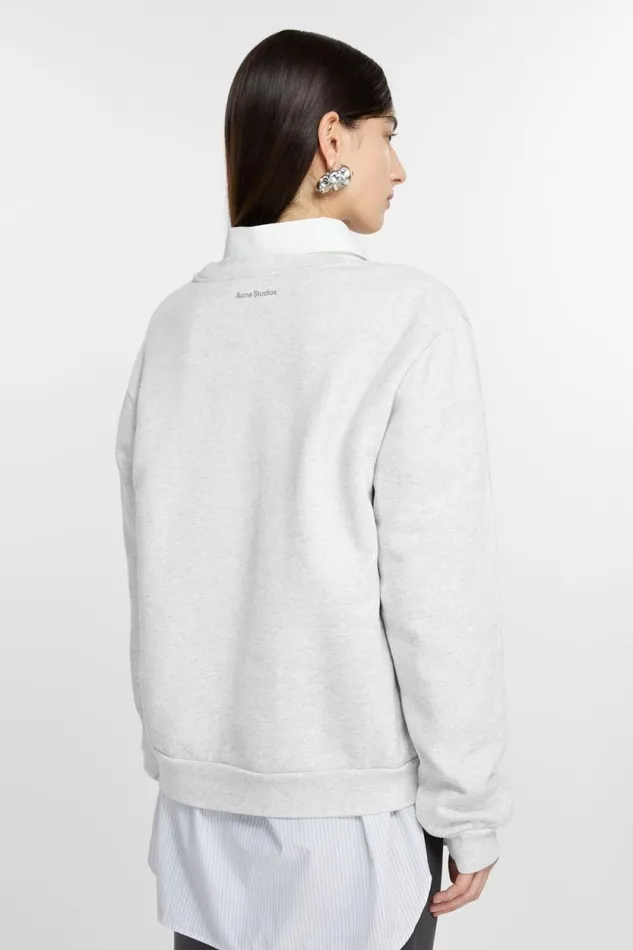 Acne Studios Crew Neck Fleece Sweater Pale Grey Melange Woman Sweatshirts