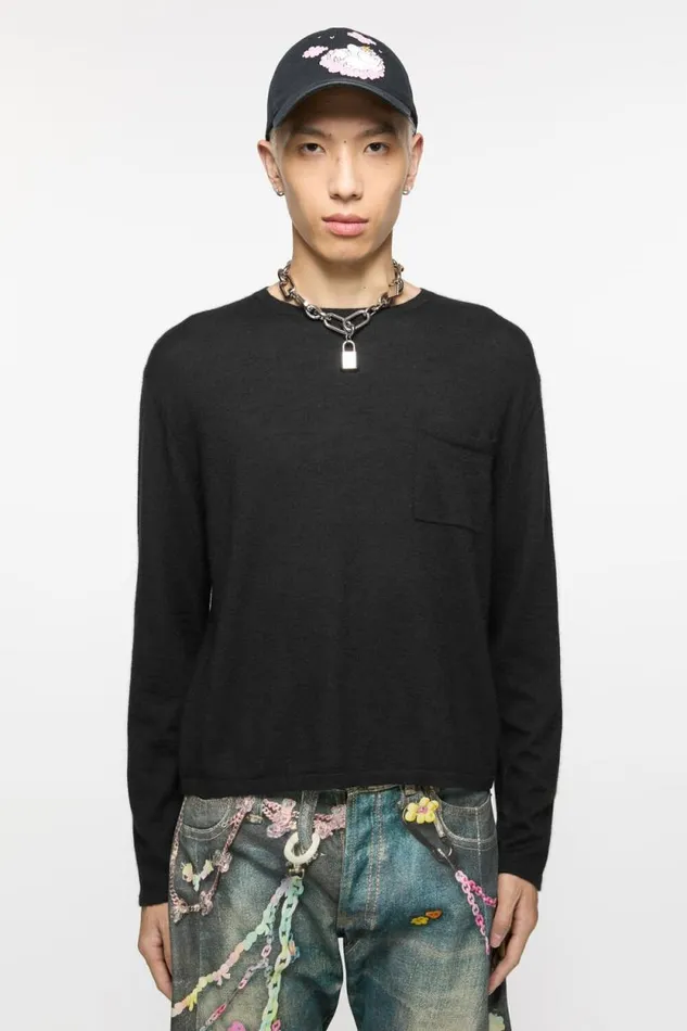 Acne Studios Crew Neck Jumper Cashmere Black Man Knitwear