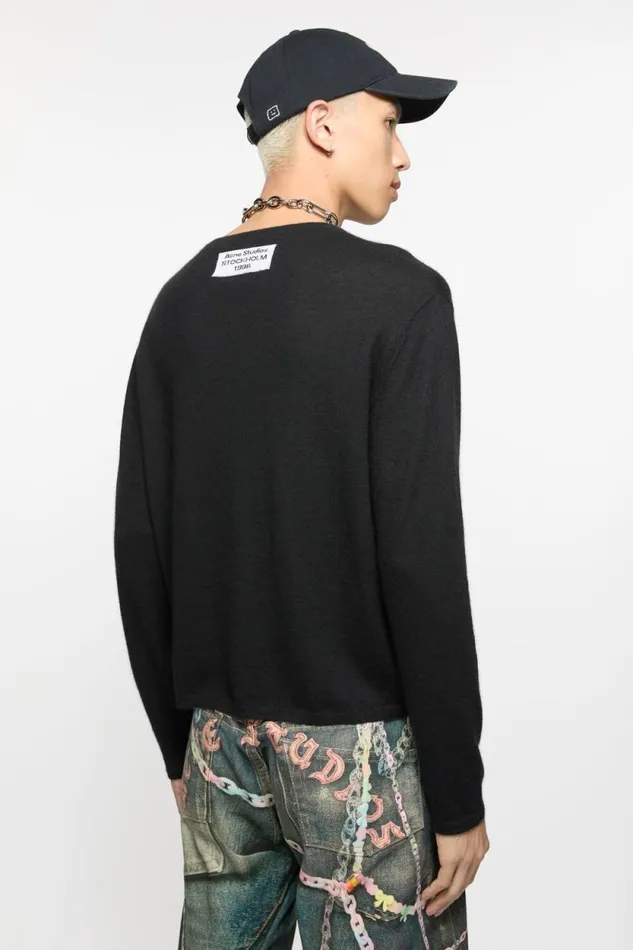 Acne Studios Crew Neck Jumper Cashmere Black Man Knitwear