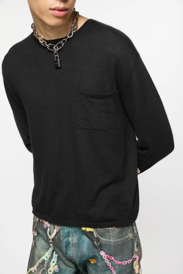 Acne Studios Crew Neck Jumper Cashmere Black Man Knitwear