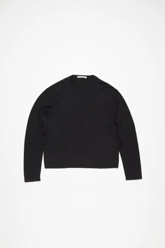 Acne Studios Crew Neck Jumper Cashmere Black Man Knitwear