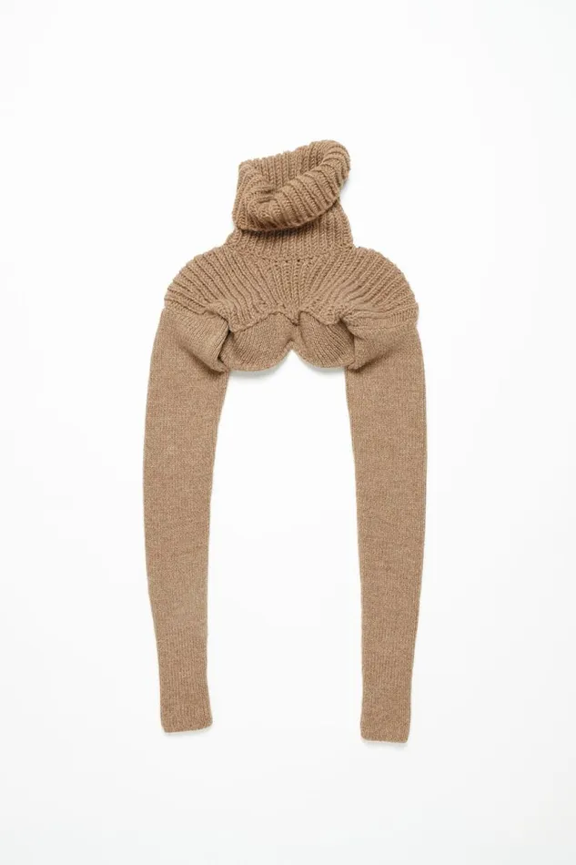 Acne Studios Cropped High Neck Knit Camel Beige Woman Knitwear