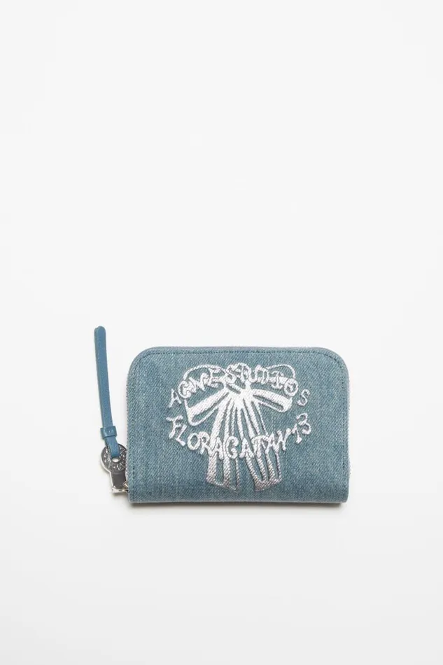 Acne Studios Denim Zip Wallet Dusty Blue Woman Small Leather Goods
