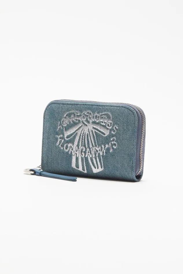 Acne Studios Denim Zip Wallet Dusty Blue Woman Small Leather Goods