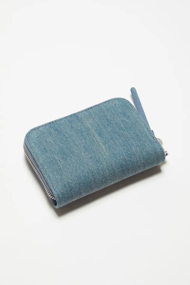 Acne Studios Denim Zip Wallet Dusty Blue Woman Small Leather Goods