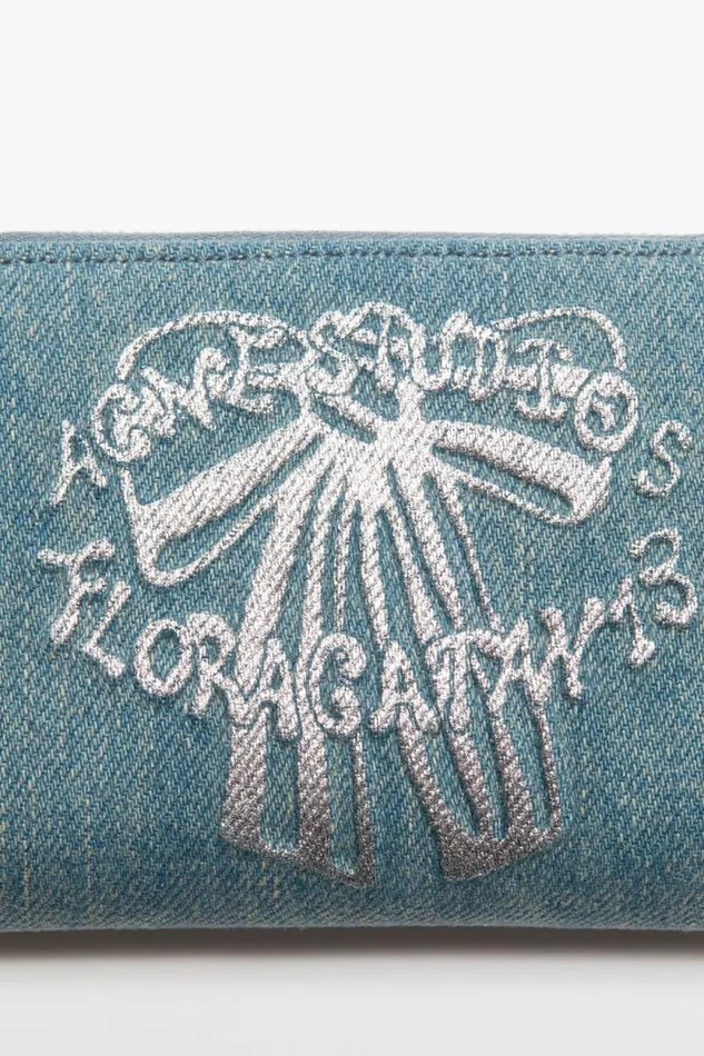 Acne Studios Denim Zip Wallet Dusty Blue Woman Small Leather Goods