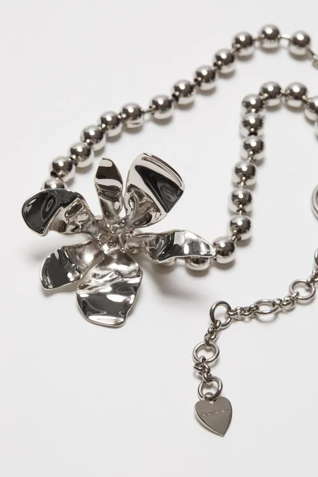 Acne Studios Flower Necklace Silvertransparent Woman Jewellery