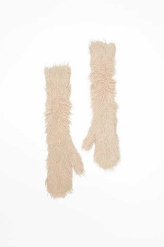 Acne Studios Fluffy Mittens Beige Man Other Accessories
