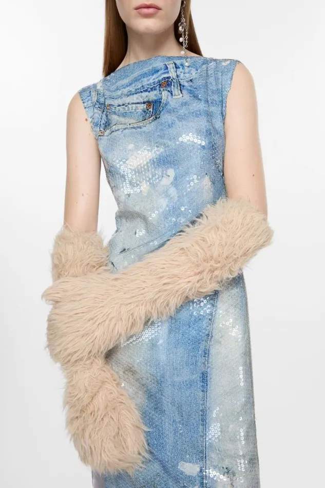 Acne Studios Fluffy Mittens Beige Man Other Accessories