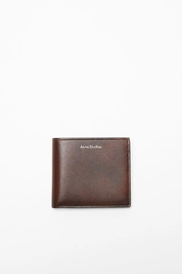 Acne Studios Folded Leather Wallet Dark Brown Man Small Leather Goods