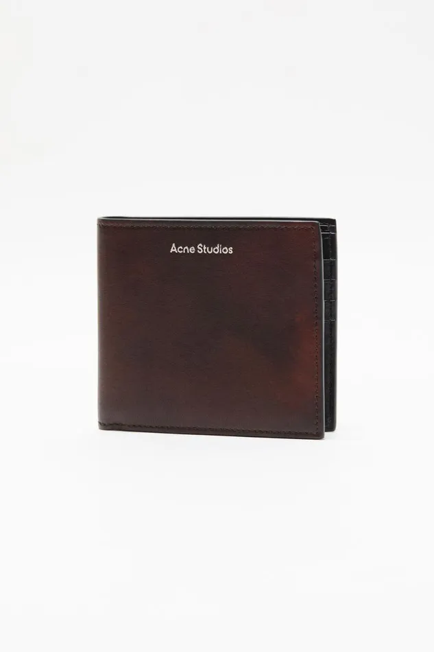 Acne Studios Folded Leather Wallet Dark Brown Man Small Leather Goods