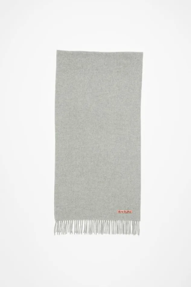 Acne Studios Fringe Wool Scarf 8211 Narrow Light Grey Melange Woman Scarves