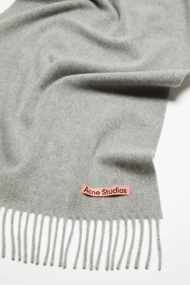 Acne Studios Fringe Wool Scarf 8211 Narrow Light Grey Melange Woman Scarves