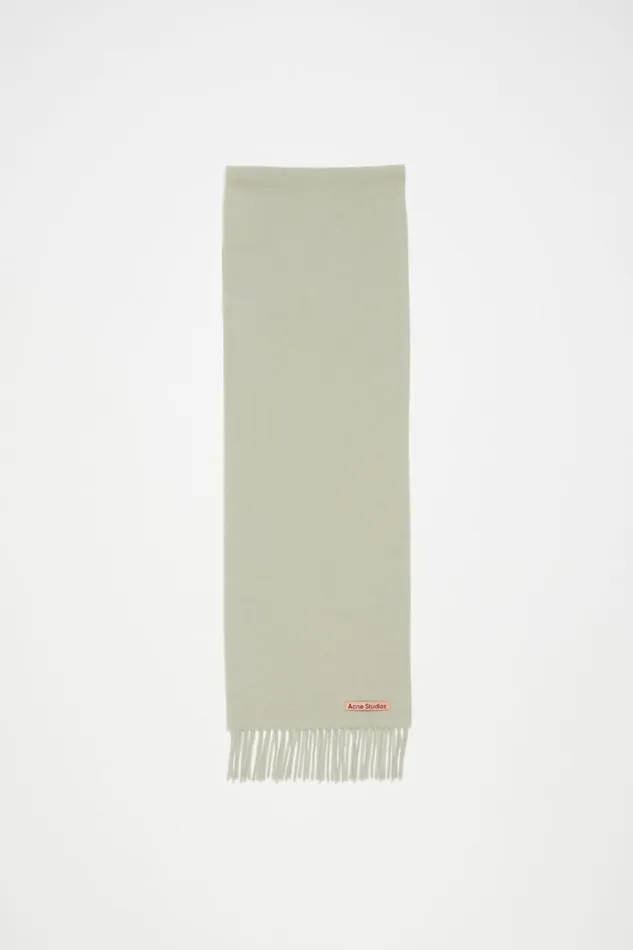 Acne Studios Fringe Wool Scarf 8211 Skinny Light Green Man Scarves