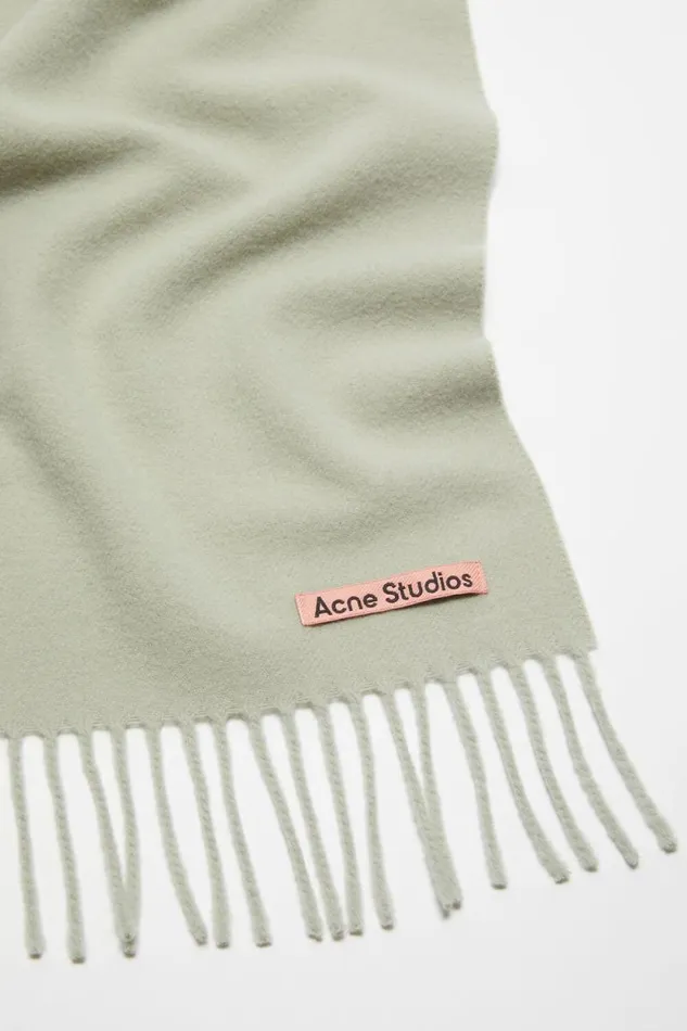 Acne Studios Fringe Wool Scarf 8211 Skinny Light Green Man Scarves