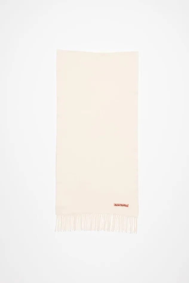 Acne Studios Fringe Wool Scarf Narrow Warm White Woman Scarves
