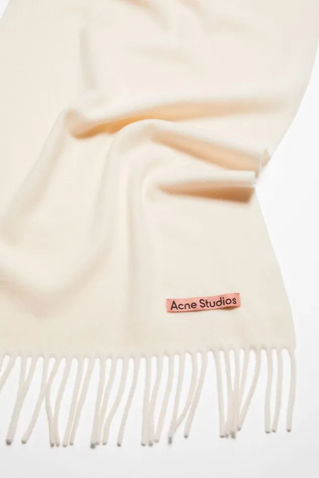 Acne Studios Fringe Wool Scarf Narrow Warm White Woman Scarves