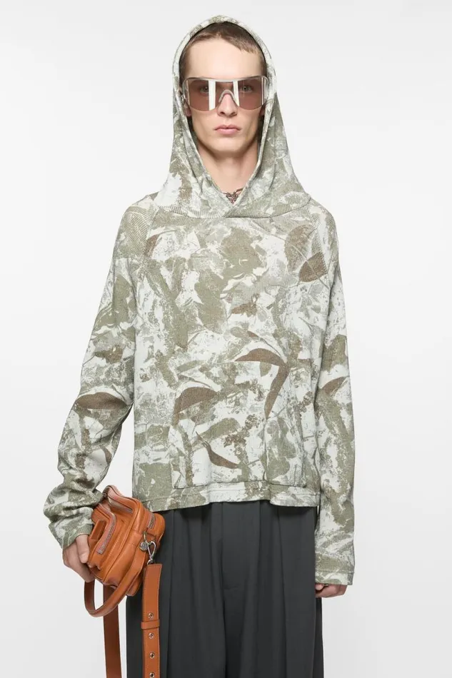 Acne Studios Hooded Sweater Concrete Grey Camo Man Sweatshirts