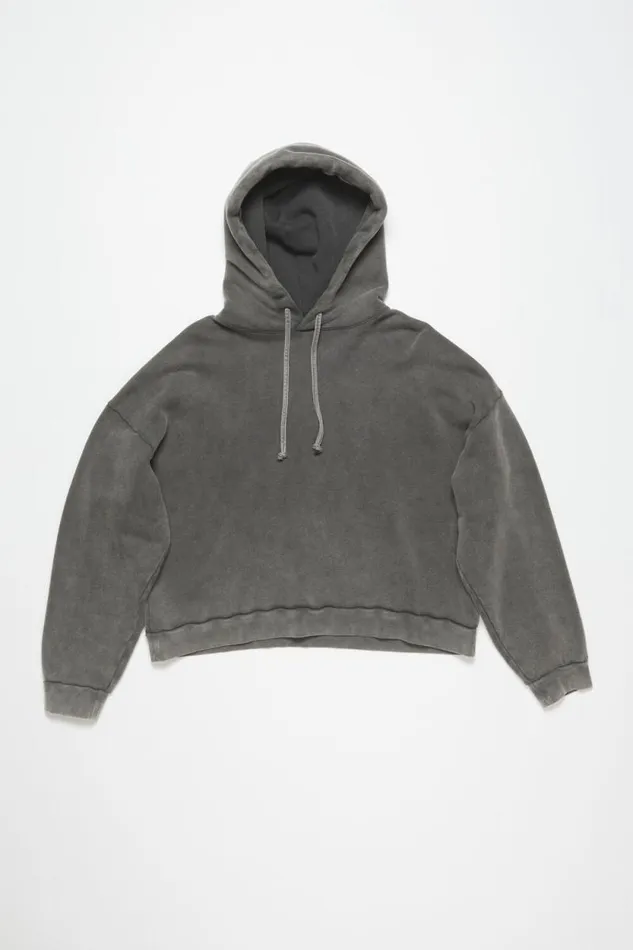 Acne Studios Hooded Sweater Logo Patch Faded Black Woman Sweatshirts