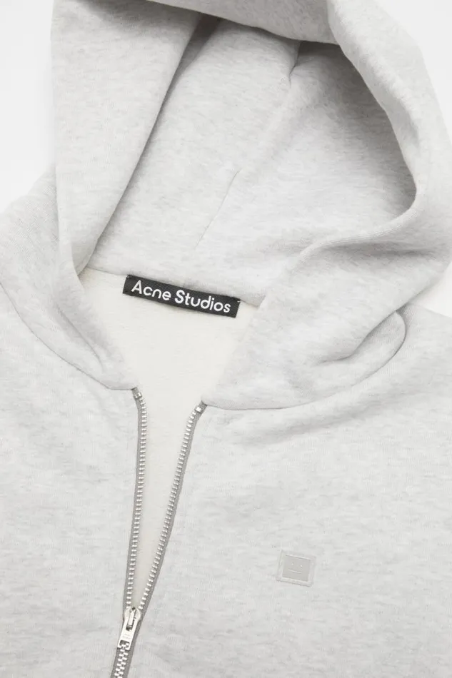 Acne Studios Hooded Zipper Sweater Pale Grey Melange Man Sweatshirts