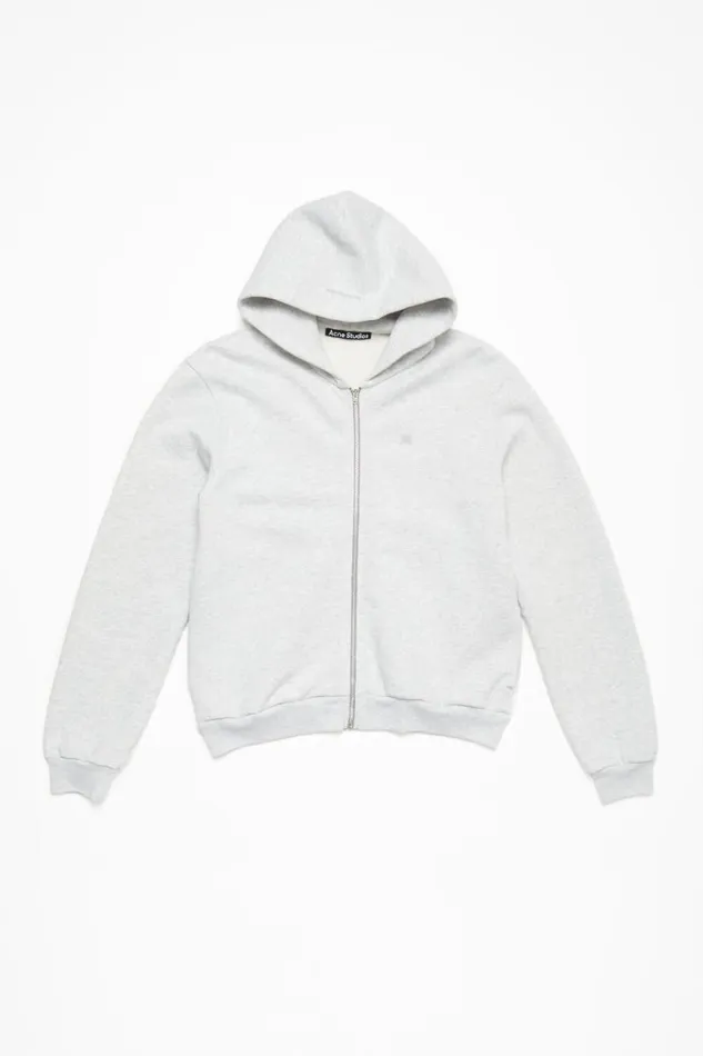 Acne Studios Hooded Zipper Sweater Pale Grey Melange Man Sweatshirts
