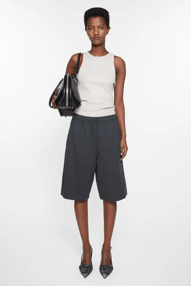 Acne Studios Jersey Shorts Logo Stamp Black Woman Shorts