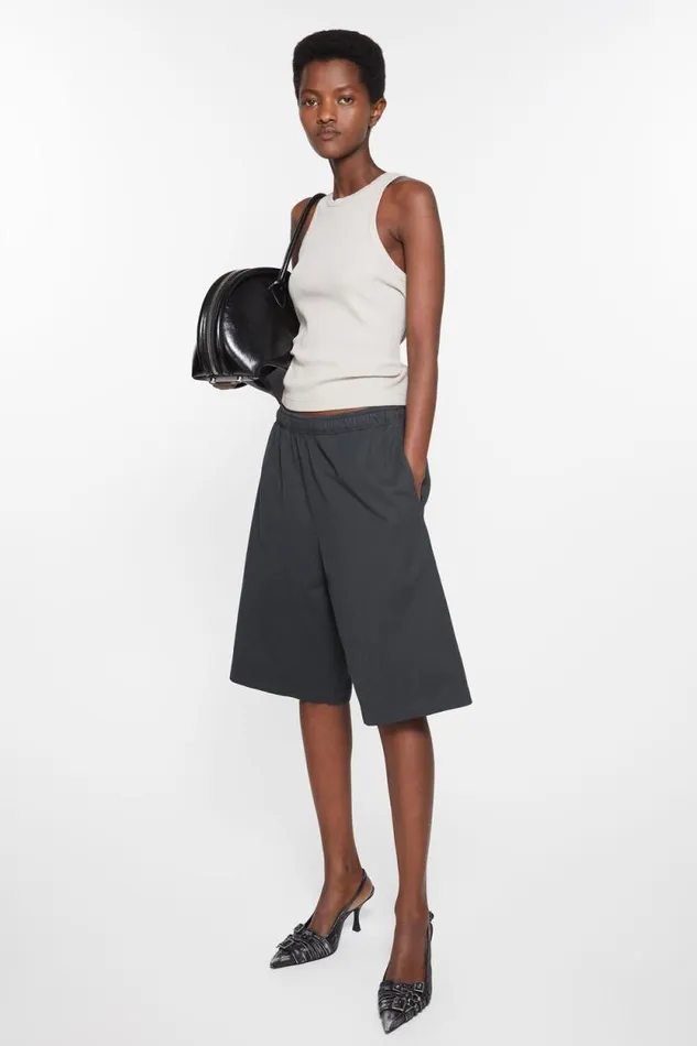 Acne Studios Jersey Shorts Logo Stamp Black Woman Shorts
