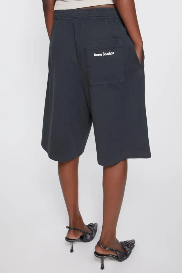 Acne Studios Jersey Shorts Logo Stamp Black Woman Shorts