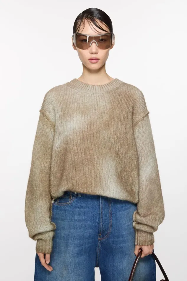 Acne Studios Jumper Sprayed Finish Mushroom Beige Woman Knitwear