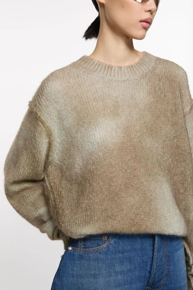 Acne Studios Jumper Sprayed Finish Mushroom Beige Woman Knitwear