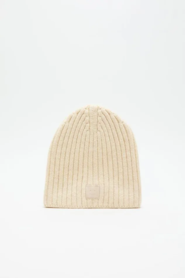 Acne Studios Knitted Beanie Oatmeal Melange Woman Hats