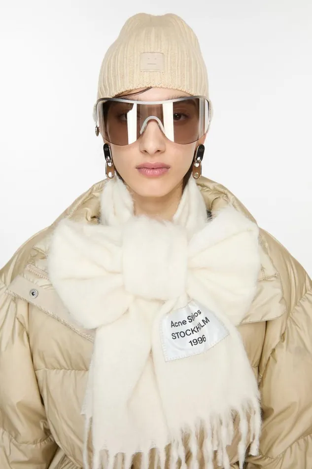 Acne Studios Knitted Beanie Oatmeal Melange Woman Hats