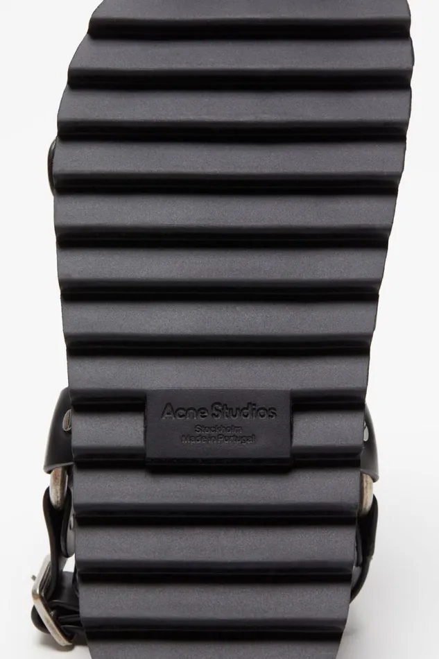 Acne Studios Leather Buckle Sandal Black Woman Shoes