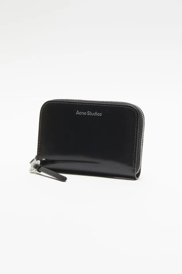 Acne Studios Leather Zip Wallet Black Woman Small Leather Goods