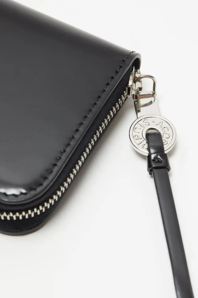Acne Studios Leather Zip Wallet Black Woman Small Leather Goods